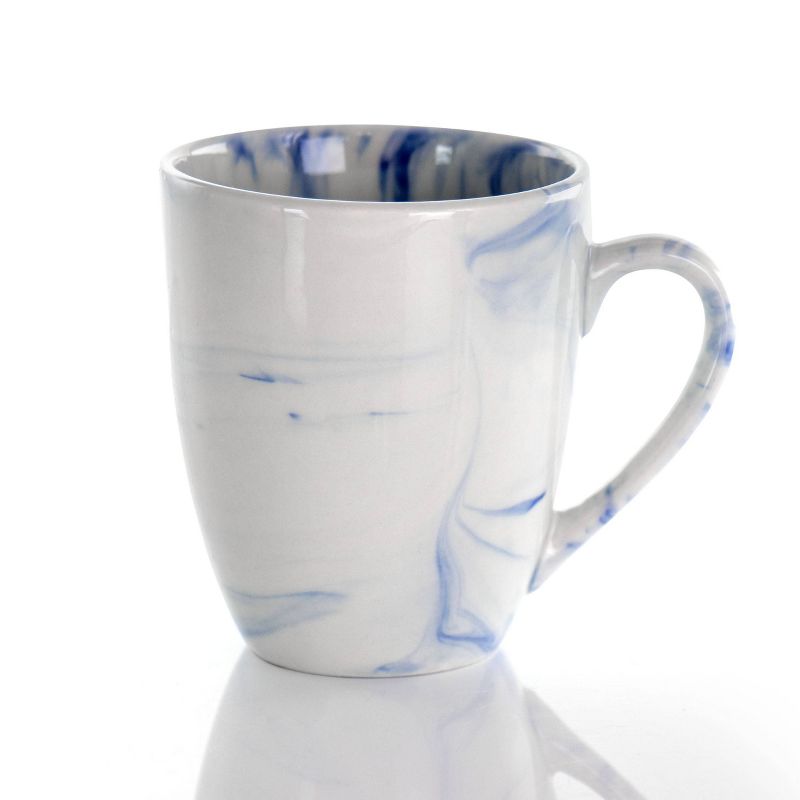 16pc Stoneware Fine Marble Dinnerware Set Blue/White Blue/White - Elama