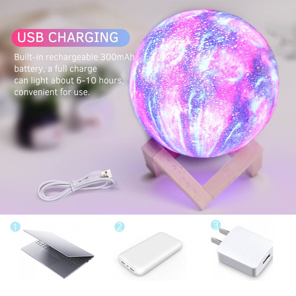 Aibecy LED Moon Lamp Moon Night Light 3D Printed Large Lunar Lamp with Stand USB Cable 16 Glowing Colors Remote Control & TouchControl Rechargeable Brightness Adjustable Home Light for Children Women
