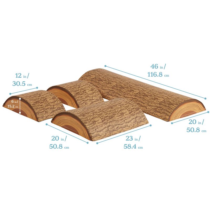 ECR4Kids SoftZone Tree Log Climber Play Set, Indoor Toddler Foam Obstacle Course, 4-Piece