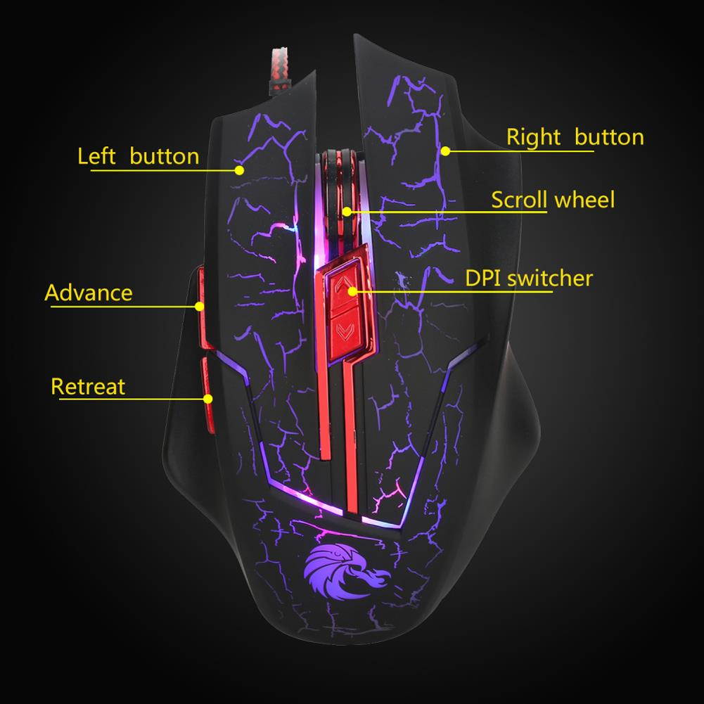 Colorful Backlit Ergonomic 6D USB Wired Gaming Mouse Adjustable 5500 DPI 6 Buttons Optical Computer Mice Gamer Mouse