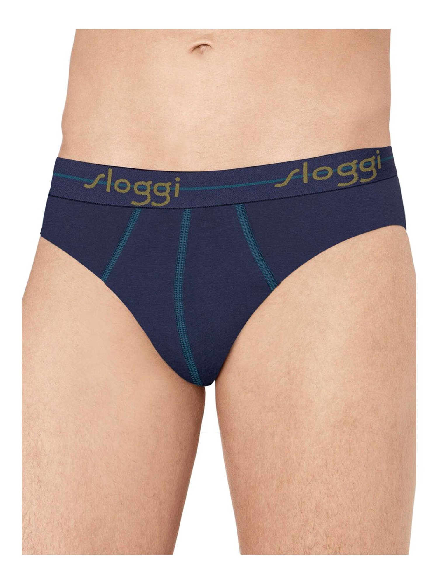 Sloggi Navy & Green Printed Briefs - Pack Of 2