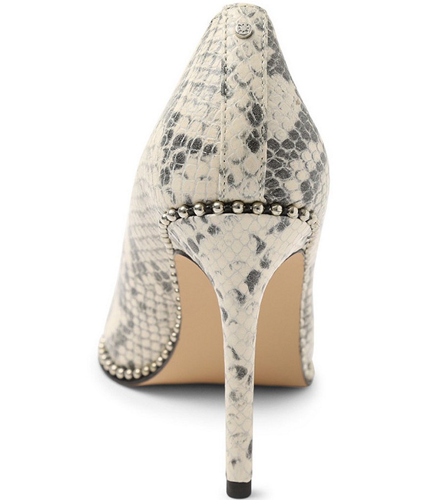 BCBGeneration Holli Snake Print Leather Bead Chain Stiletto Pumps