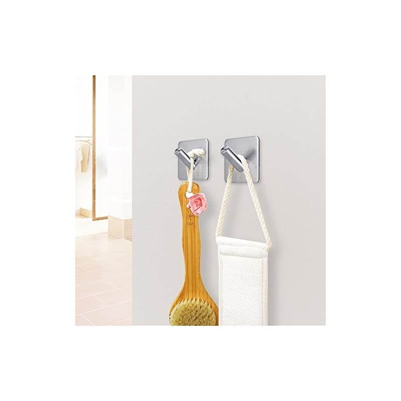 Towel Hooks Wall Hangers Hooks Stick on Hooks for Hanging Heavy Duty Towel Hanger Bathroom Home Kitchen Office -4 Packs
