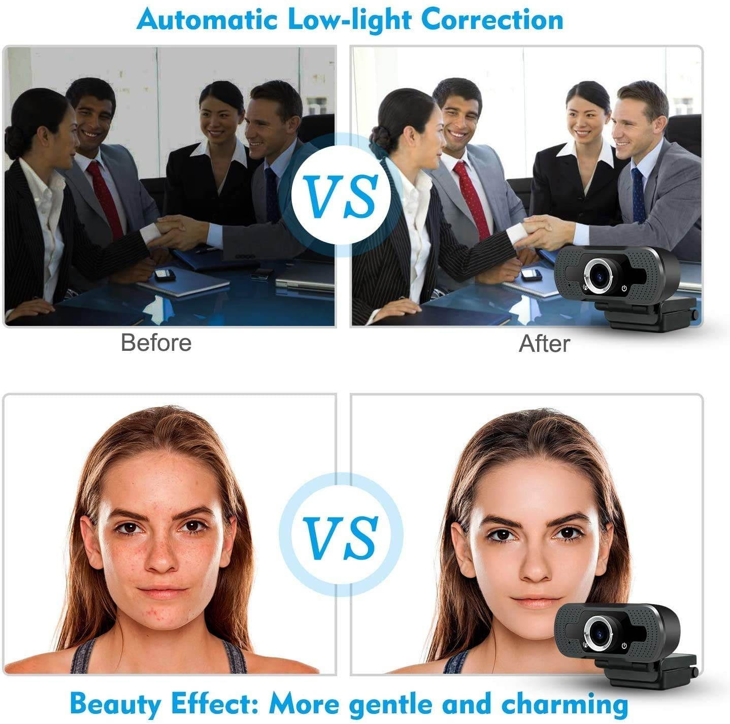 1080P Webcam with Microphone, HD PC Webcam USB Mini Computer Camera Built-in Microphone, USB Web Camera for Live Streaming, Video Calling and Recording, Web Cameras for Computers