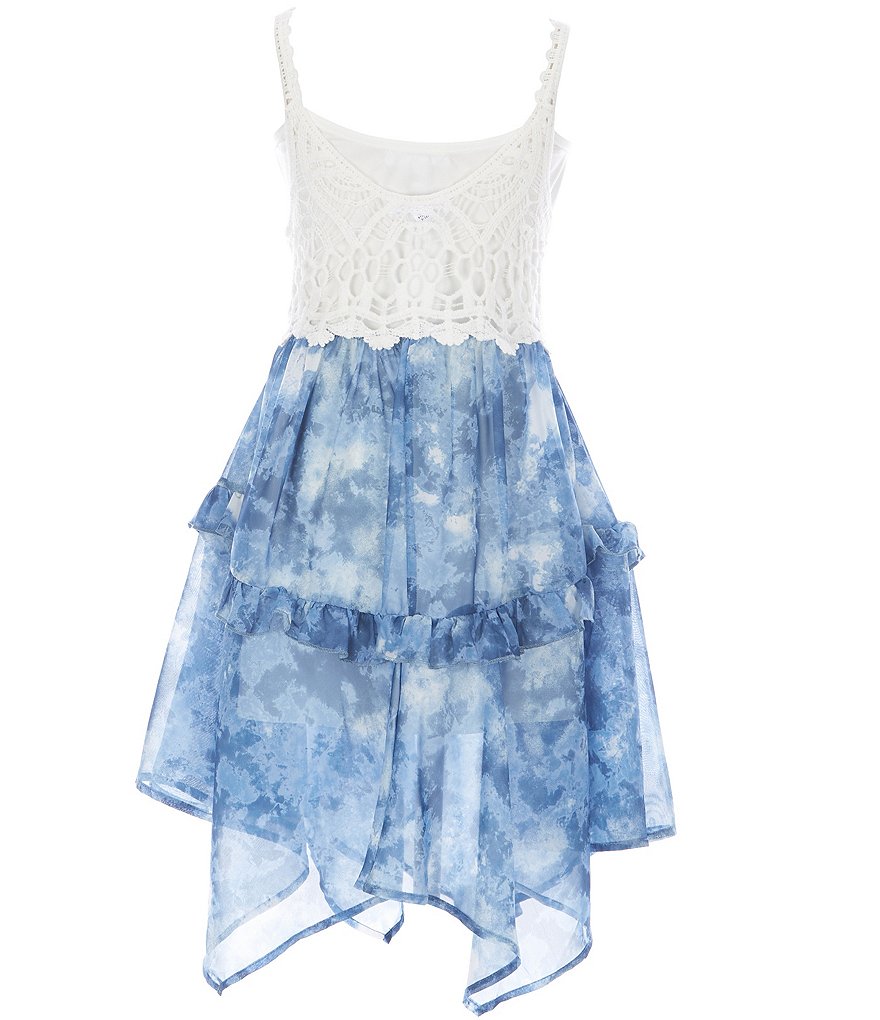 Beautees Big Girls 7-16 Crochet/Tie-Dye Chiffon Fit-And-Flare Dress