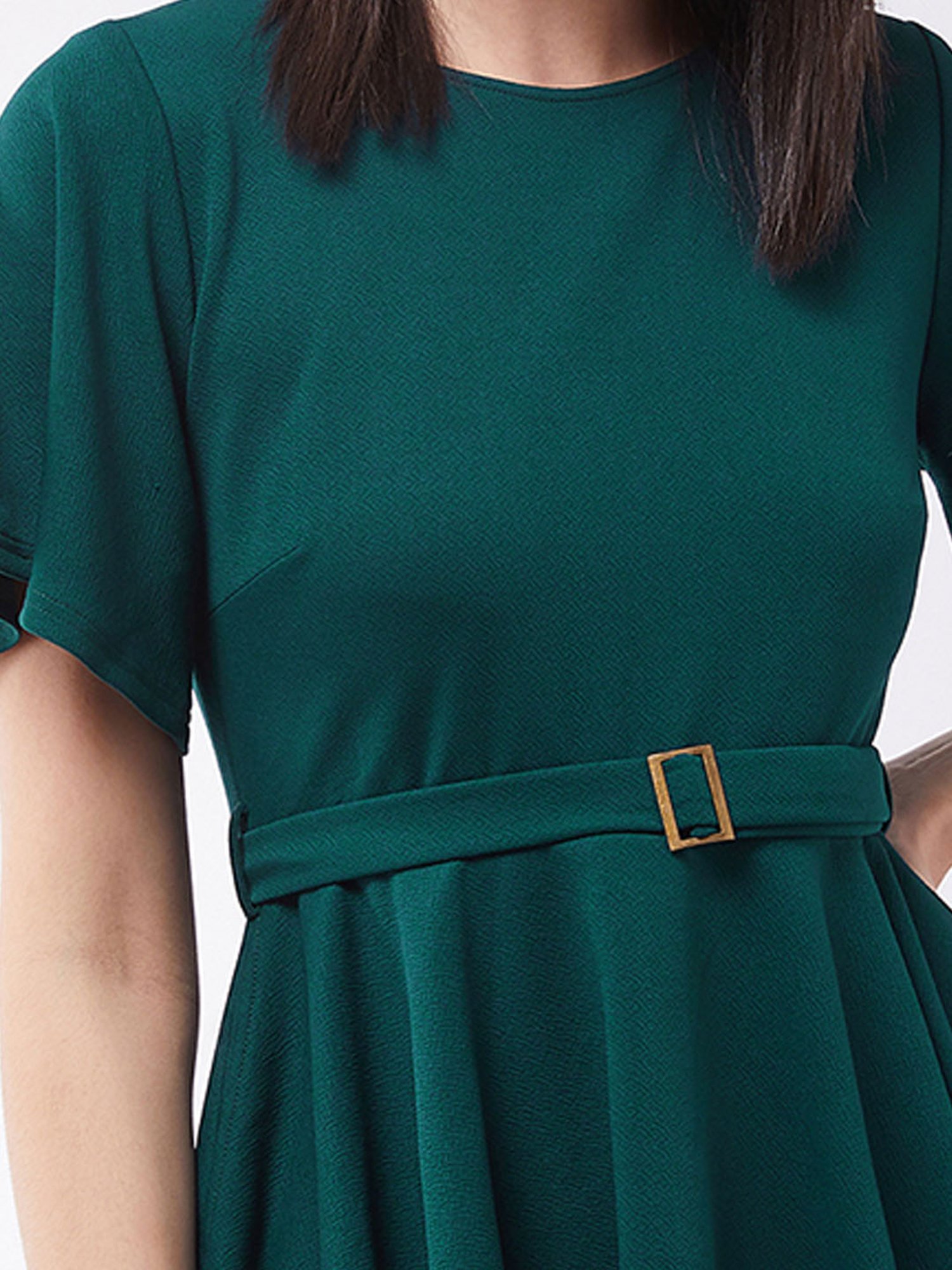 Miss Chase Forest Green Slim Fit Top