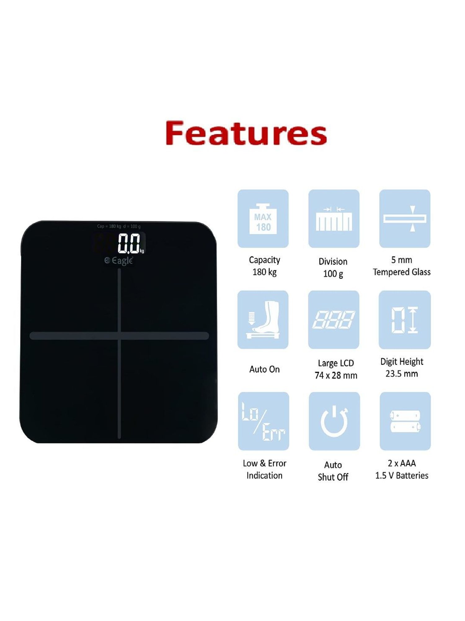 Eagle EEP1100A-GY Digital Weight Machine Body 180kg Capacity,100g Accuracy,Electronic Weighing scale