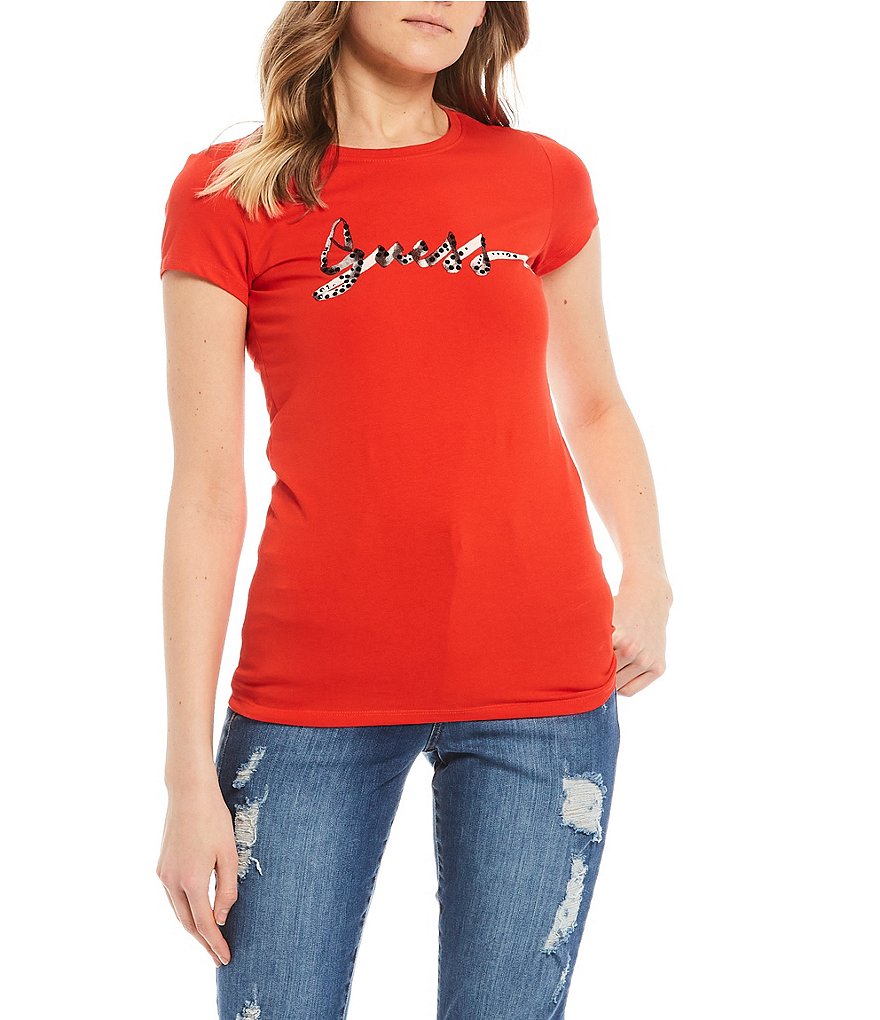 Guess Short-Sleeve Brush Logo Graphic Tee