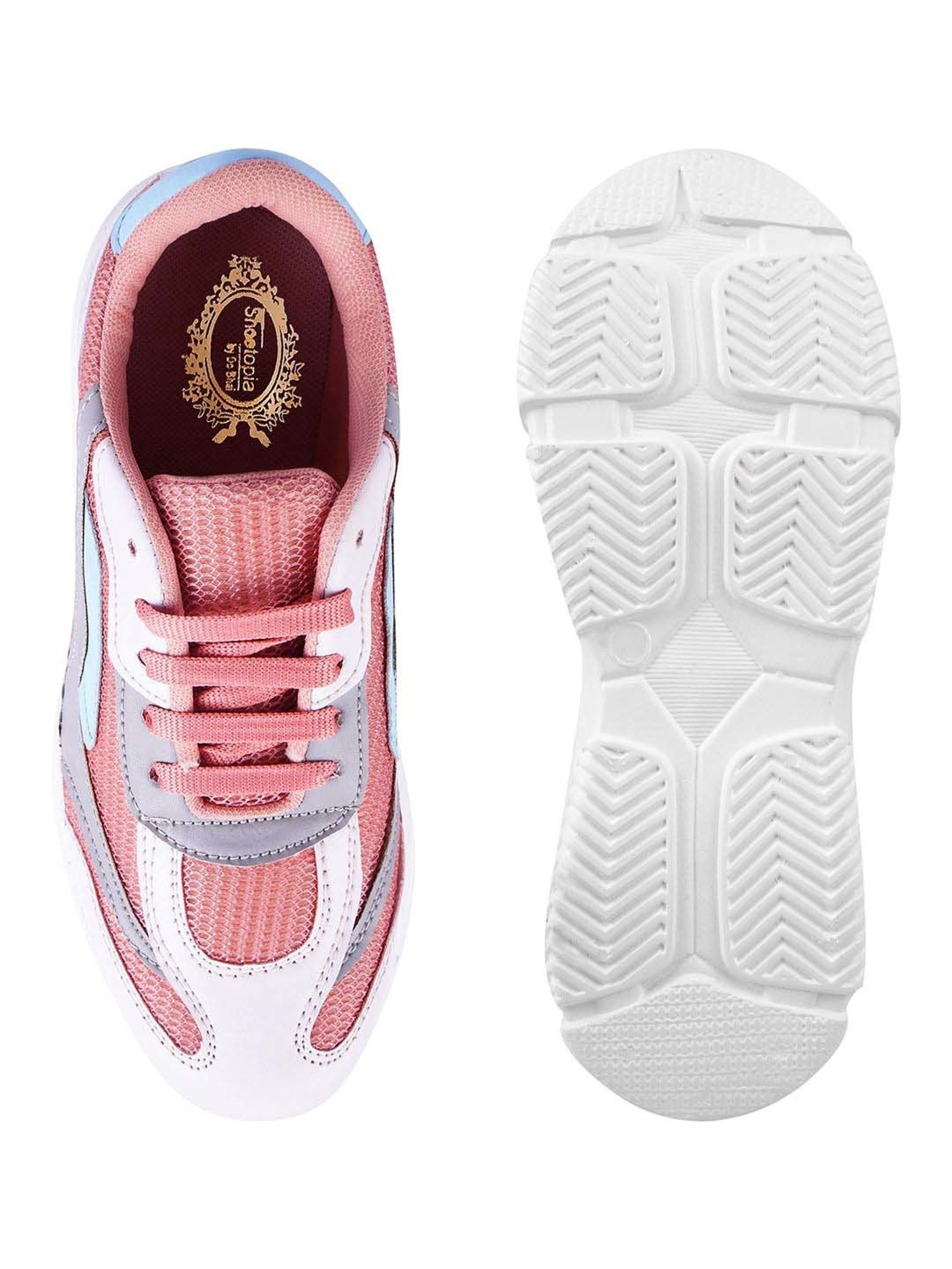 Shoetopia Kids Pink & White Walking Shoes
