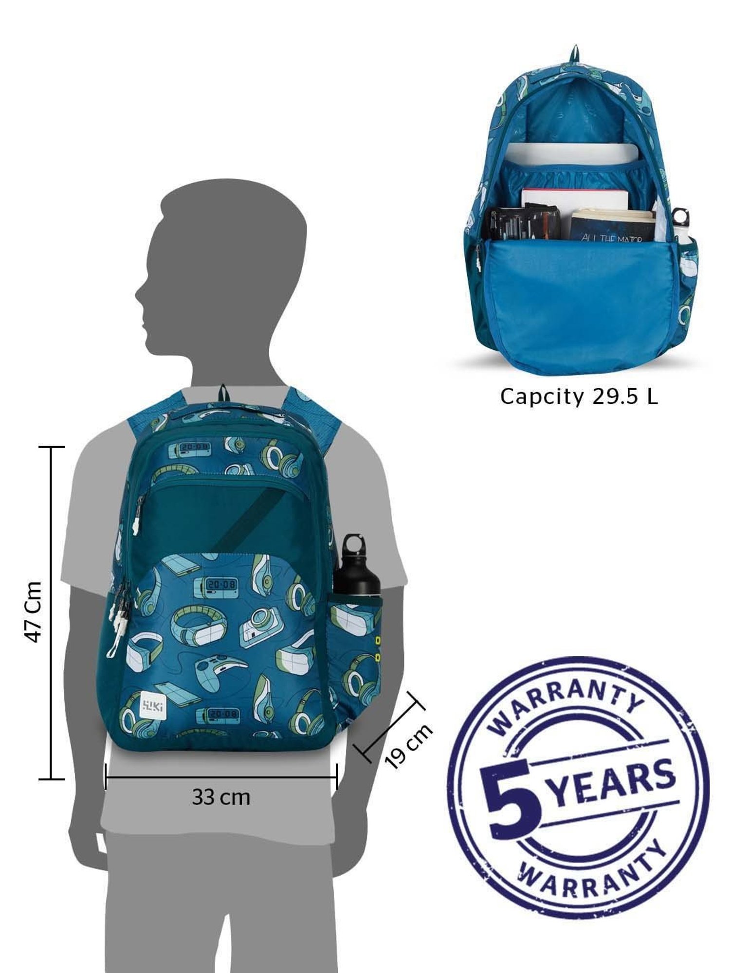 Wiki 29.5 Ltrs Blue Medium Backpack