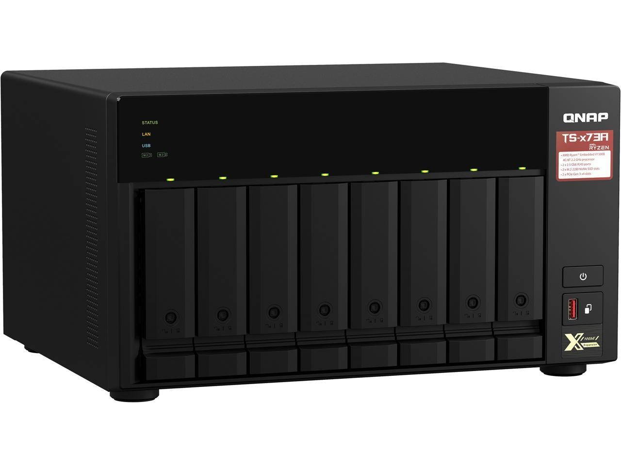 QNAP TS-873A Quad Core 2.2Ghz 8-Bay NAS with 8GB RAM and 500GB (2 x 250GB) NVME CACHE and 16TB (8 x 2TB) of Western Digital RED PRO NAS Drives Fully Assembled and Tested By CustomTechSales