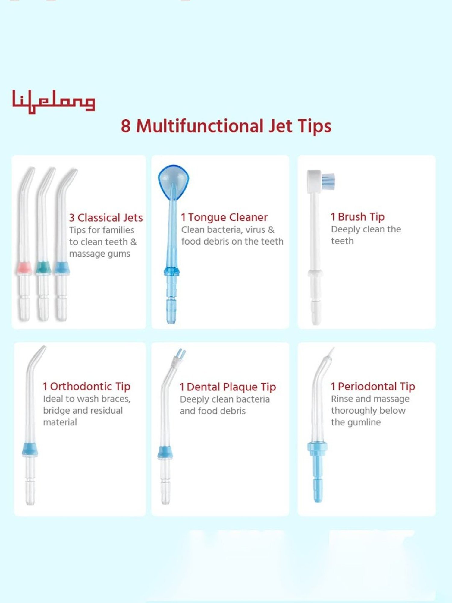 Lifelong LLDC27 Table Top Flosser, 10 Pressure Modes and 600ml Tank for Flossing at Home (White)