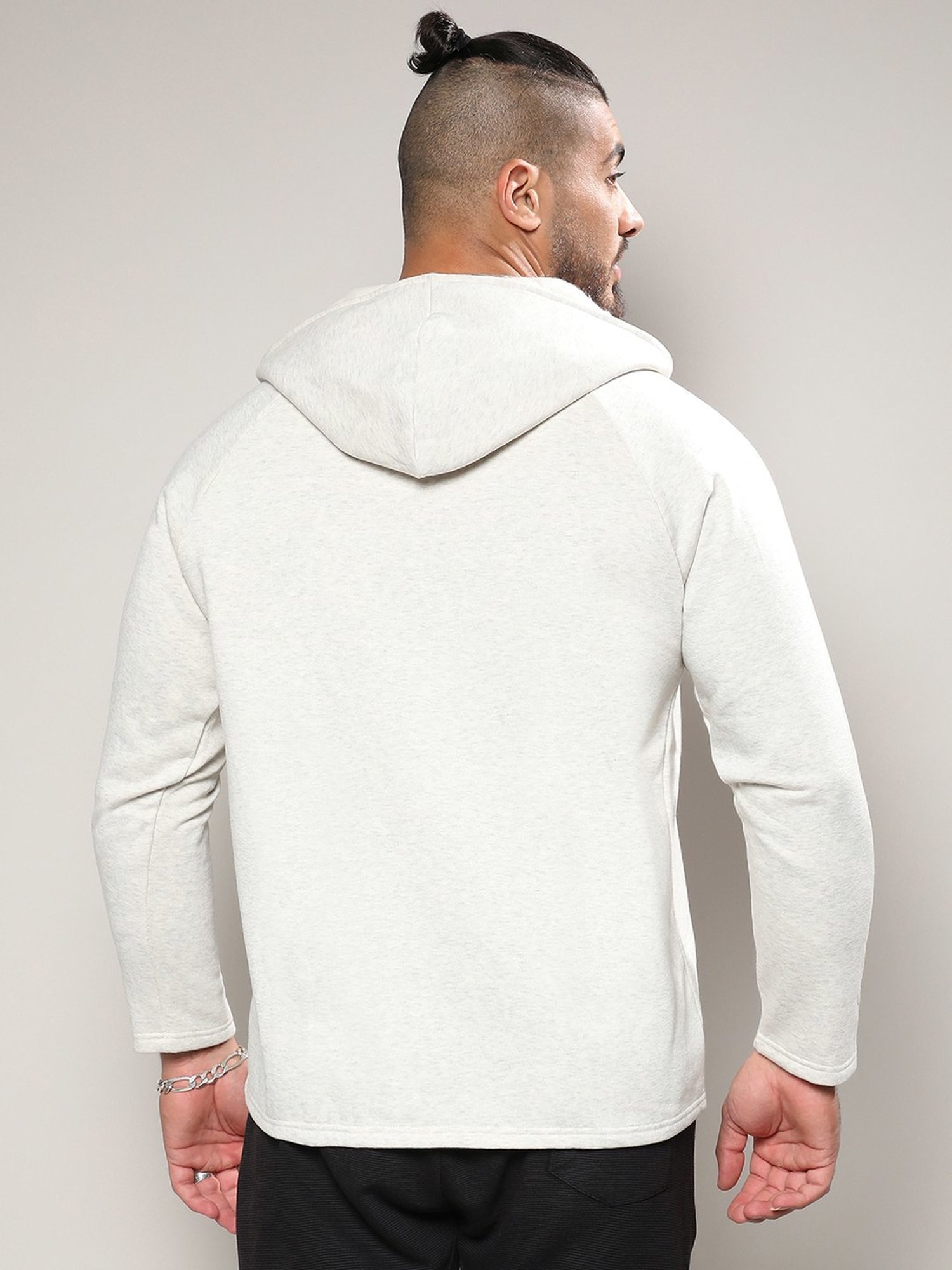 Instafab Plus Light Grey Cotton Regular Fit Plus Size Hooded Jacket