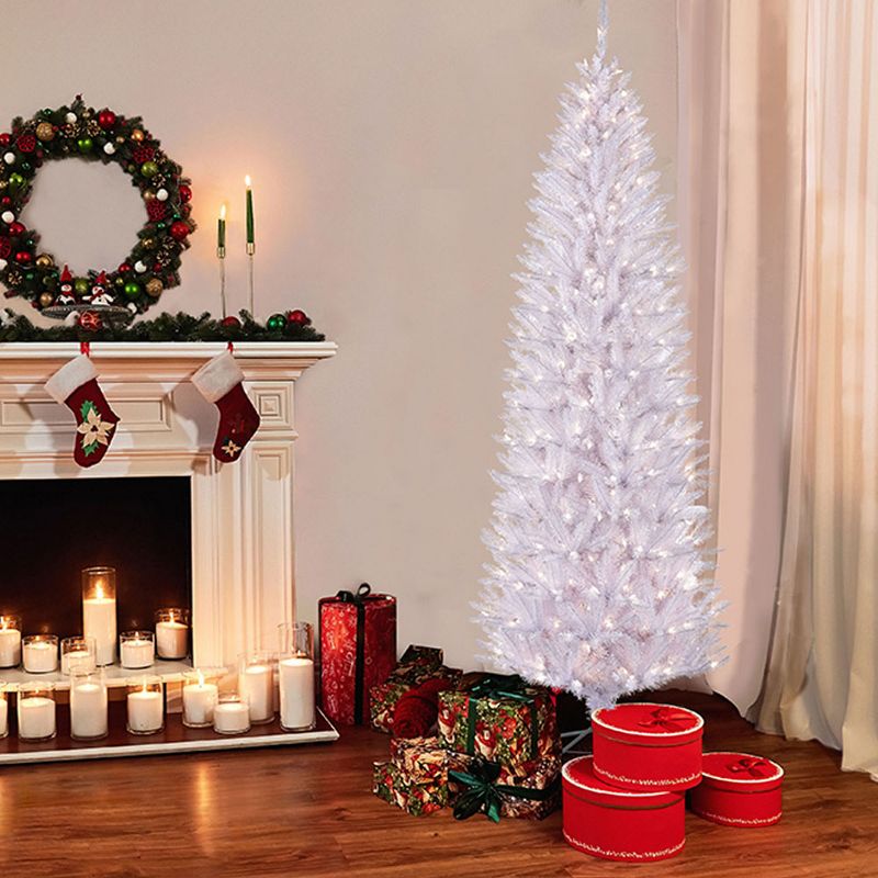 6.5ft Pre-lit Artificial Christmas Tree White Pencil Forest Fir