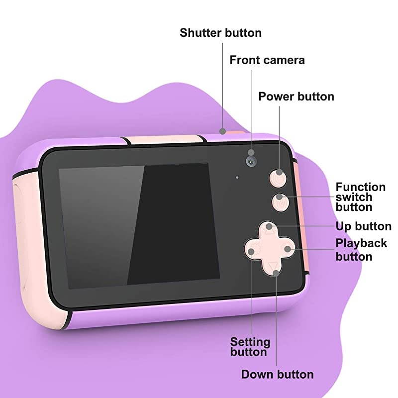 Kids Camera for Girls Age 310Years Old 24MP Dual Lens Kid Digital Camera 1080P 24 LCD Blue Screen Video Camcorder USB Rechargeable Selfie Camera with 32GB SD Card