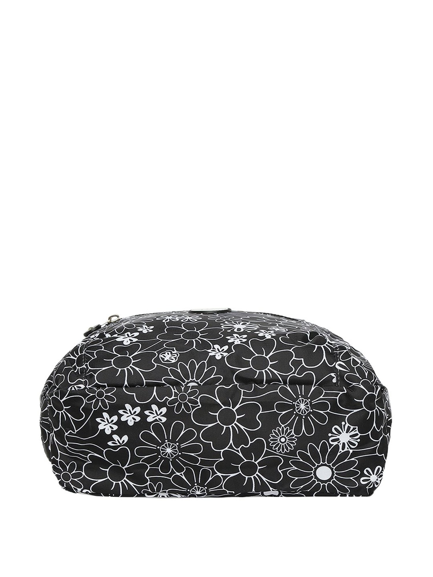 Baomi Black & White Printed Medium Handbag