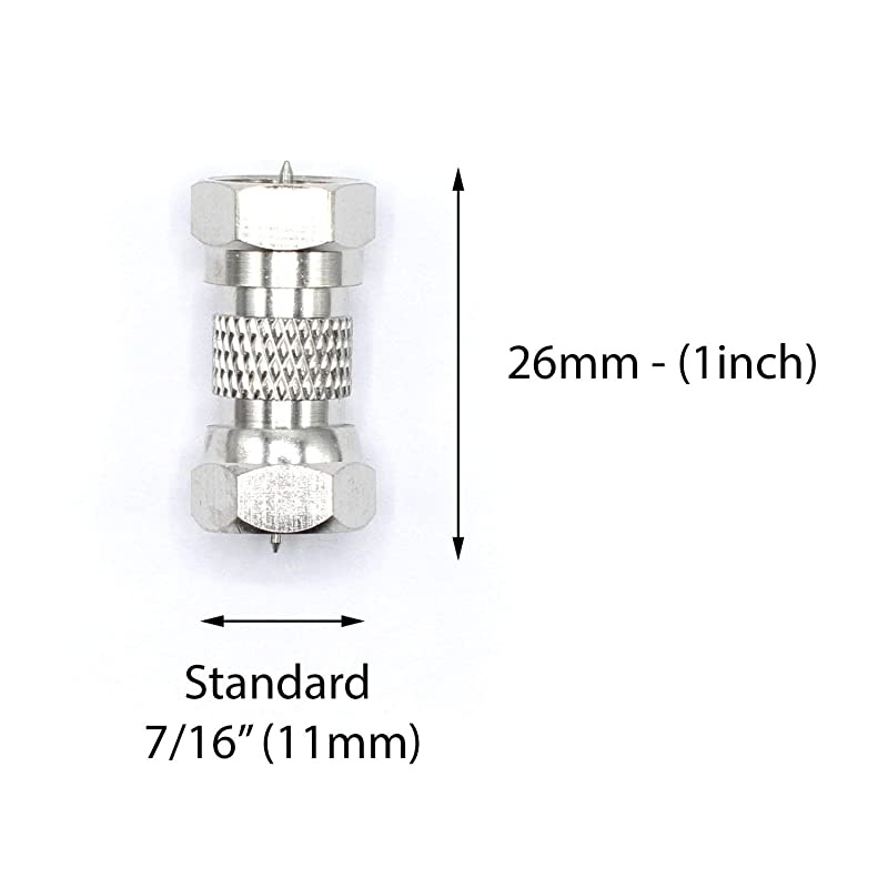 Extension Coupler for Coaxial s - 100 Pack - F81 (Male to Male) 3GHz Satellite, TV, and Internet Rated