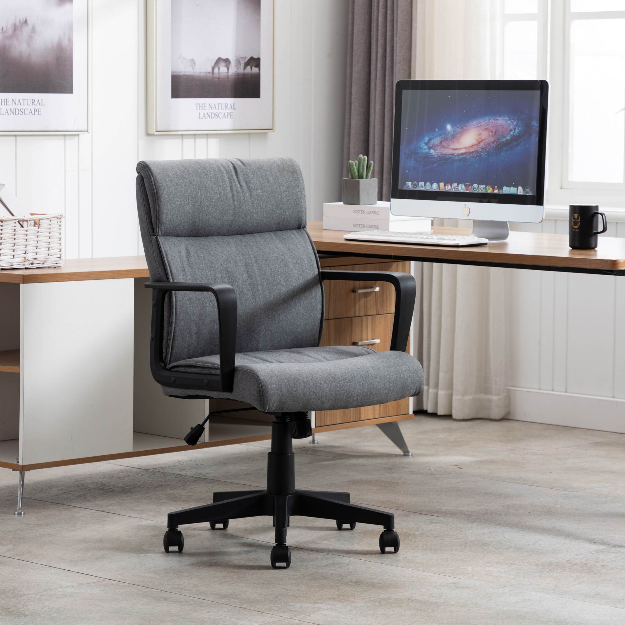 Task chair wheels, Upholstered Home Office Desk Modern Swivel Accent Chair