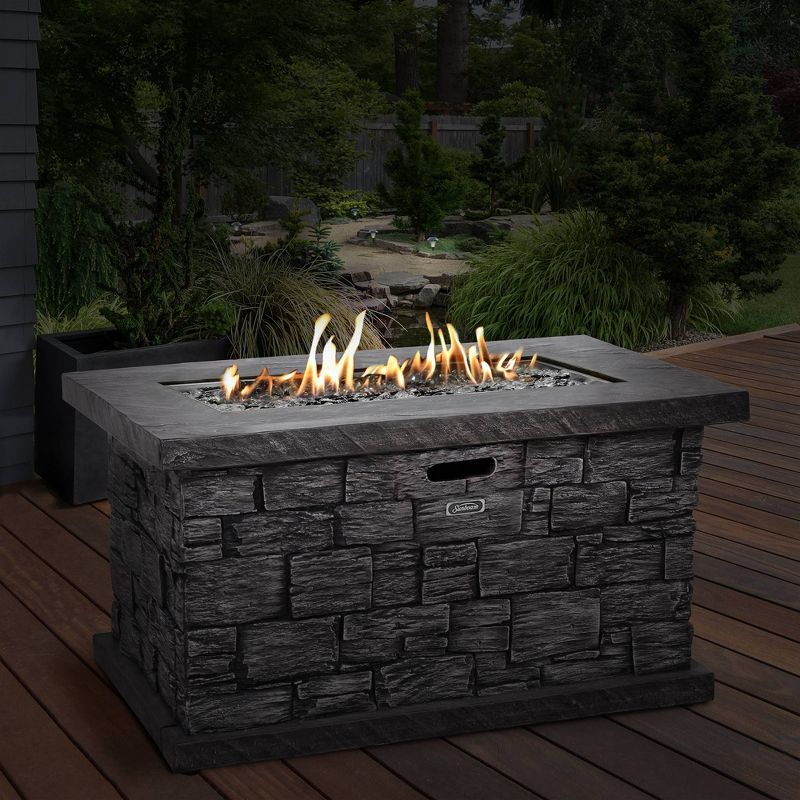 Faux Stone Propane Fire Table Gray - Sunbeam