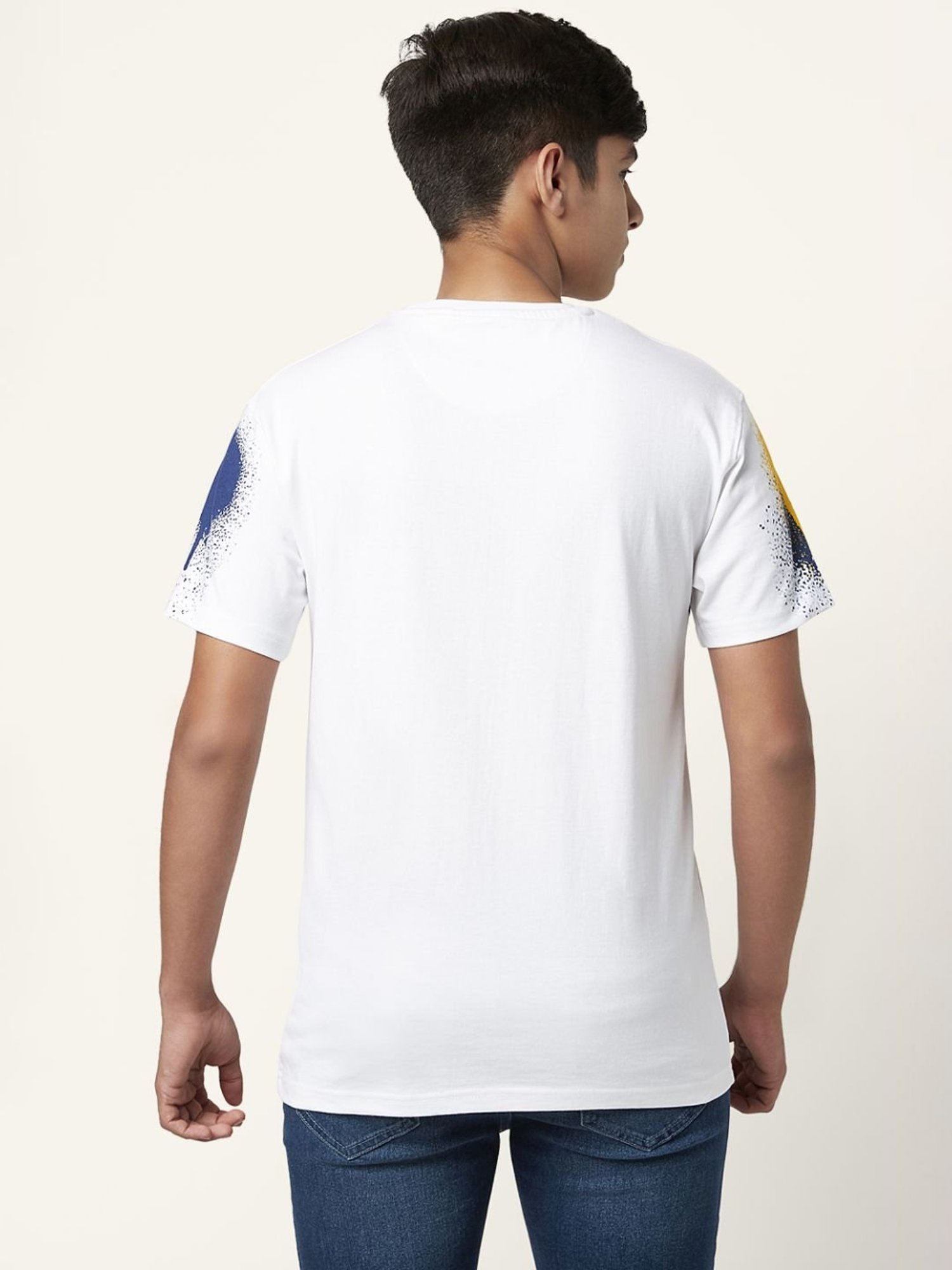 Coolsters by Pantaloons Kids White & Blue Cotton Printed T-Shirt