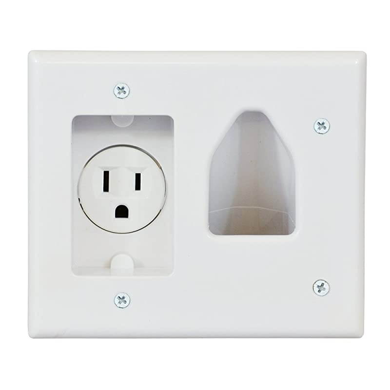Electronics 45-0021-WH Low Voltage Cable Plate with Recessed Power , White