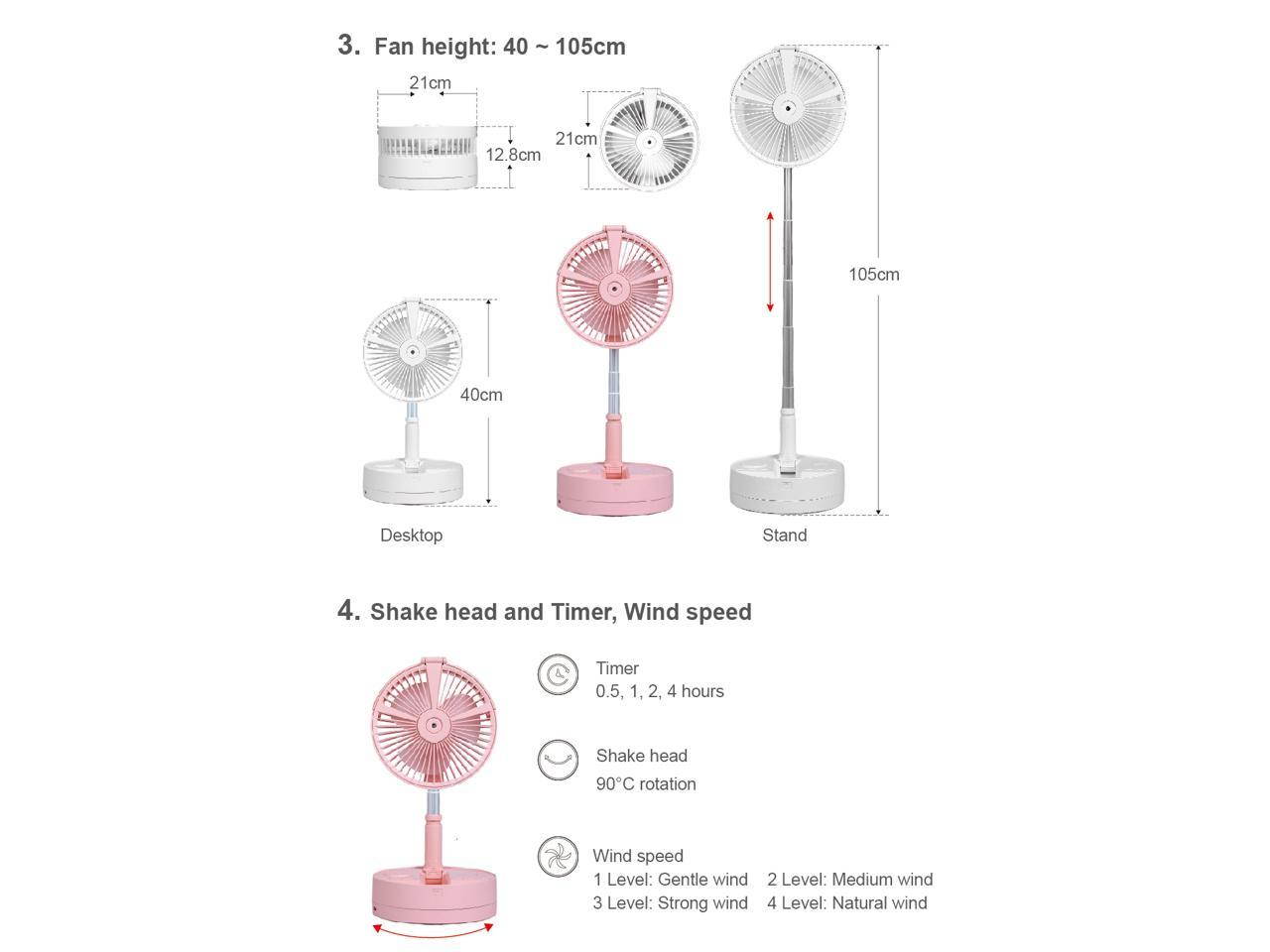 Retractable folding fan spray humidification desk lamp wireless charging multifunctional outdoor storage portable ultra-quiet