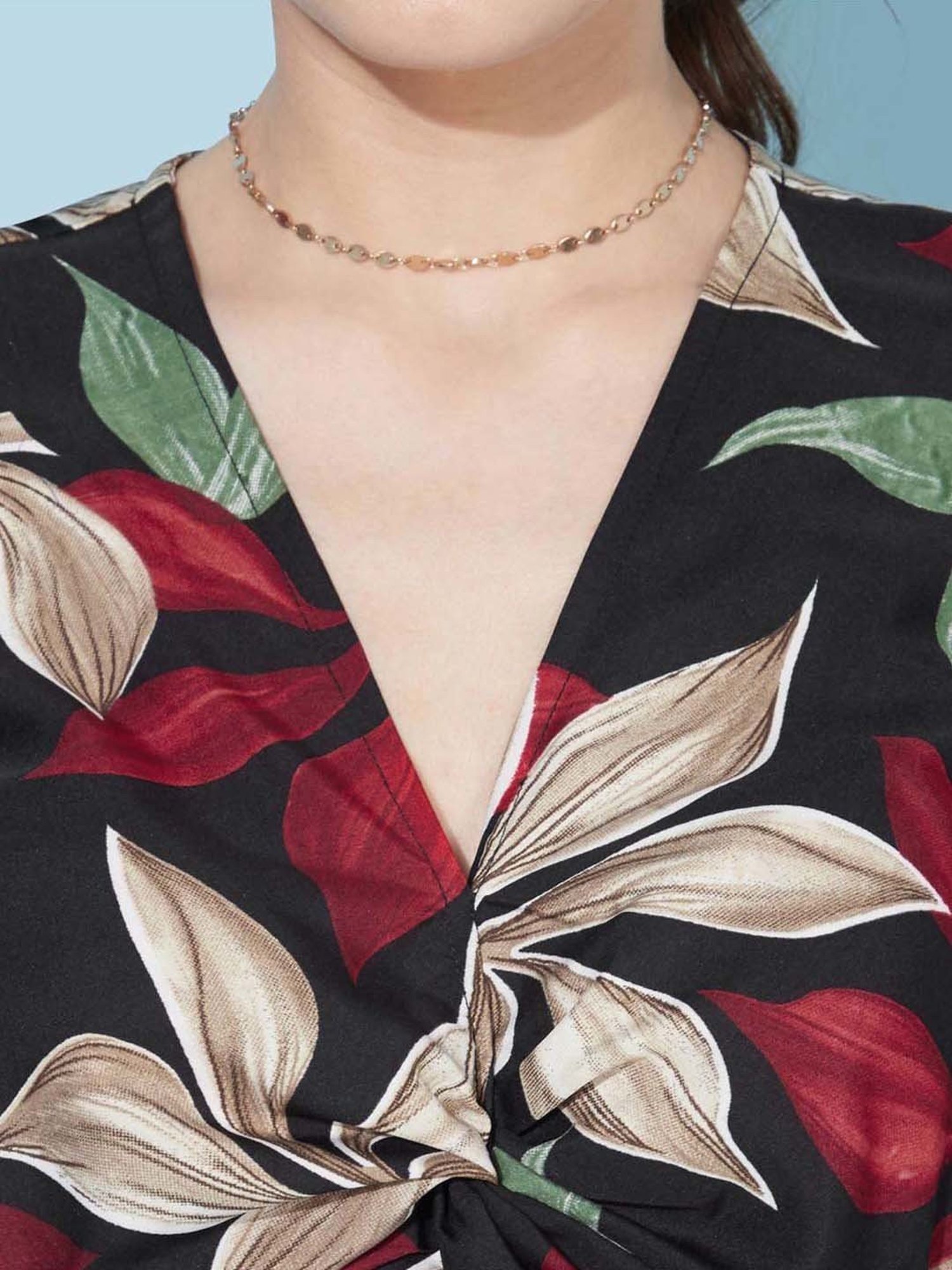 SELVIA Black Printed Top