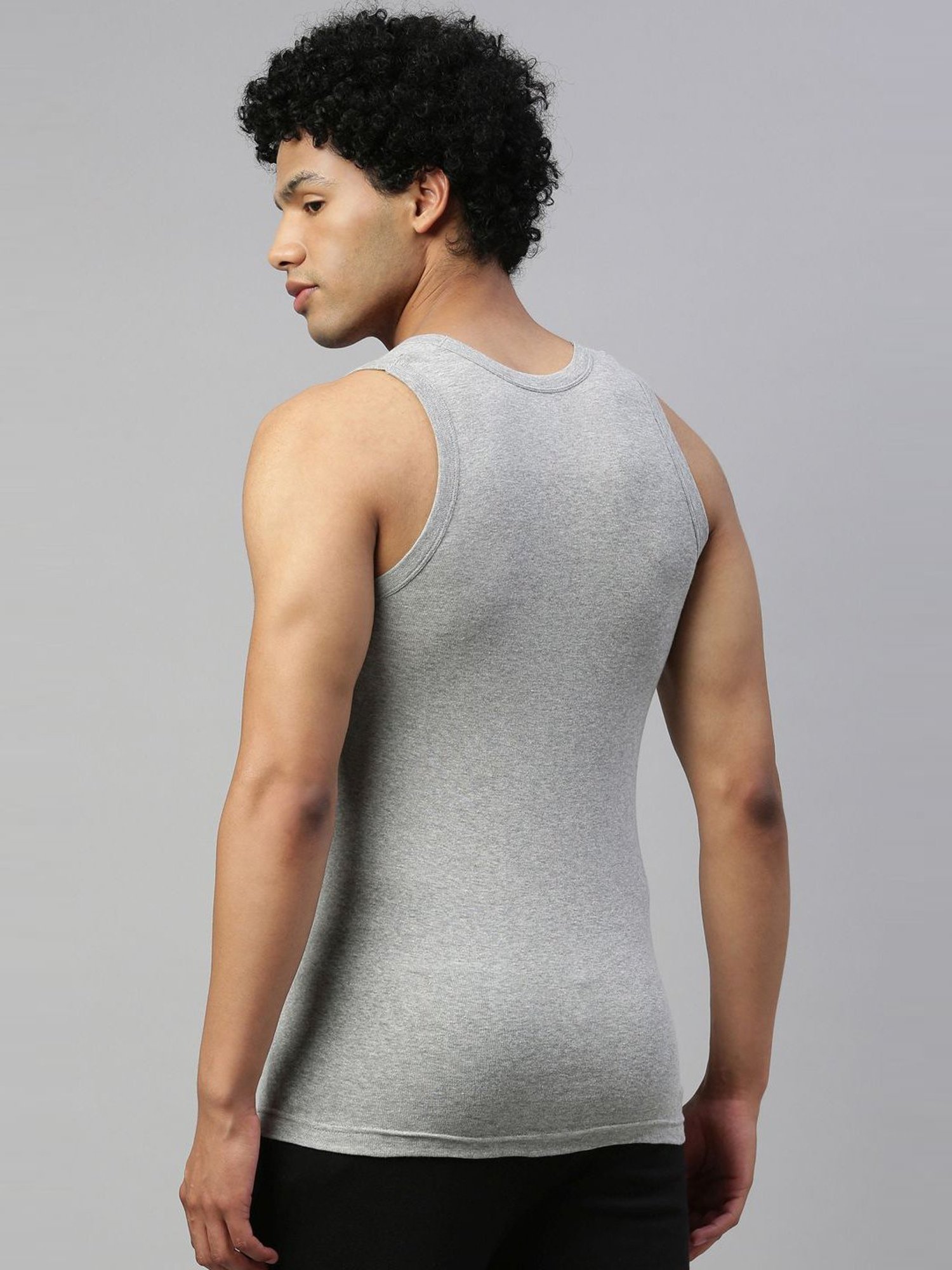 DIXCY SCOTT MAXIMUS Grey Melange & Blue Melange Cotton Regular Fit Vest - Pack Of 2