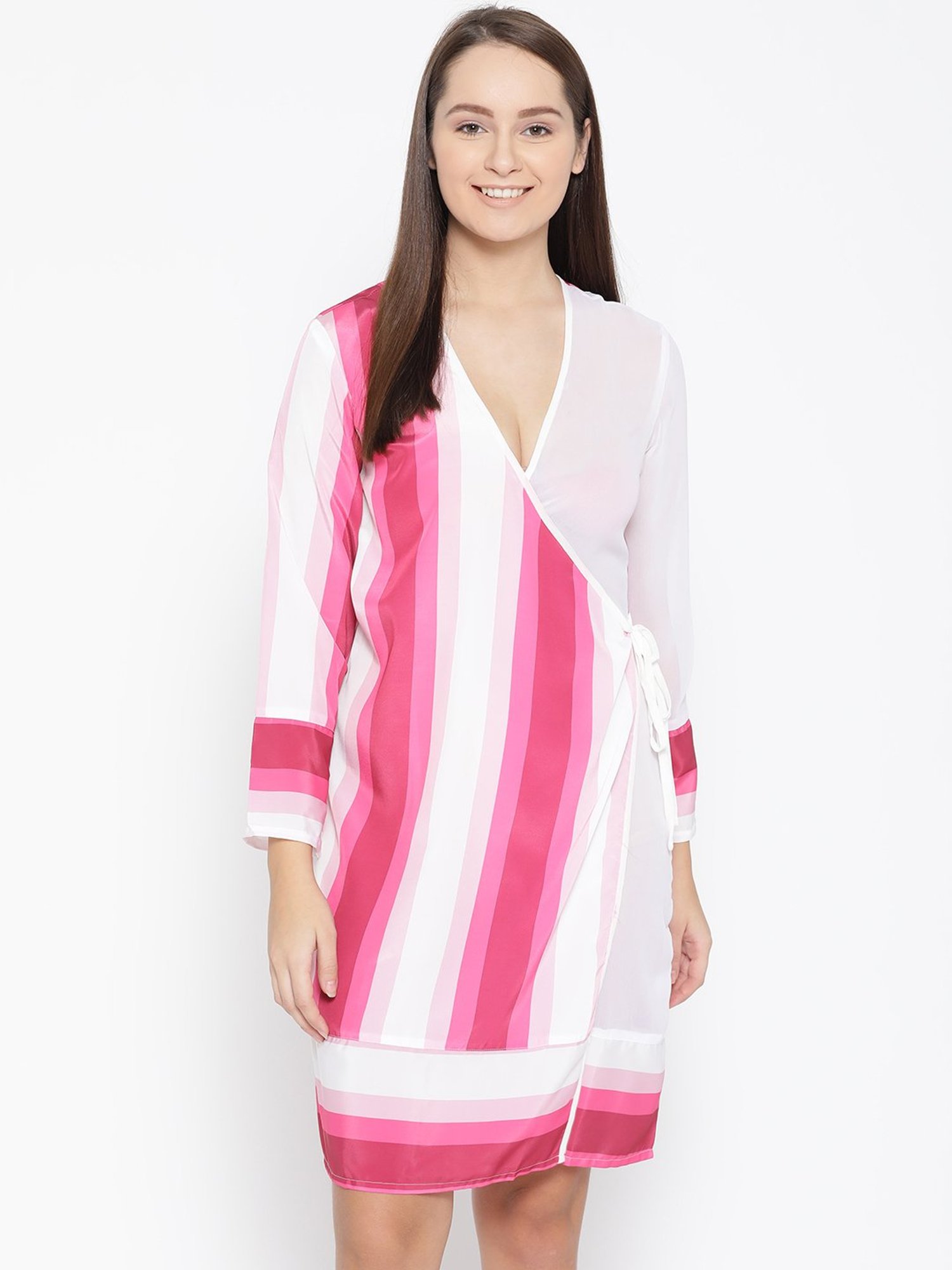Erotissch Pink & White Printed Robe