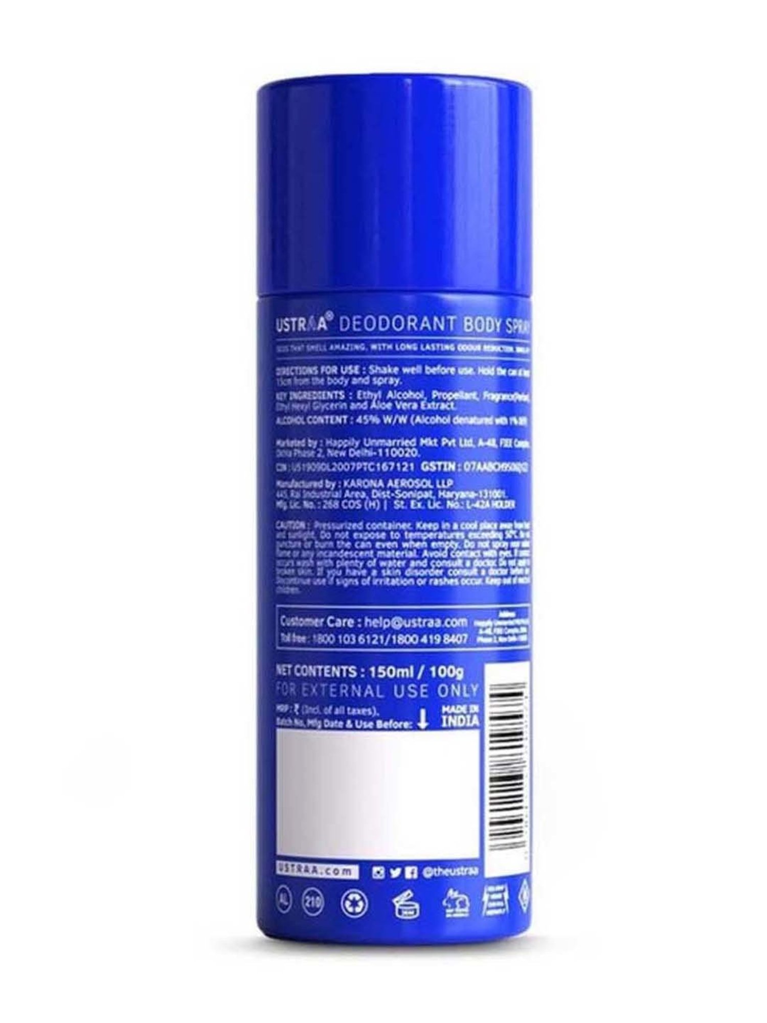 Ustraa Blue Deodorant & Body Wash Taurine