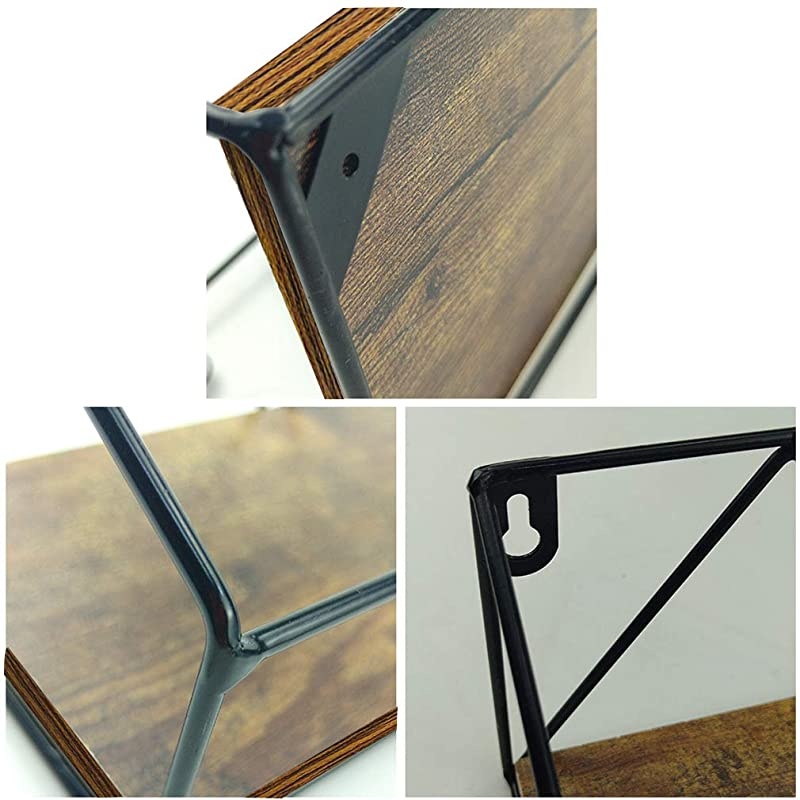 Mount Shelf Rustic Wood Floating Shelves Storage for Kitchen Living Room Bathroom, Set of 2