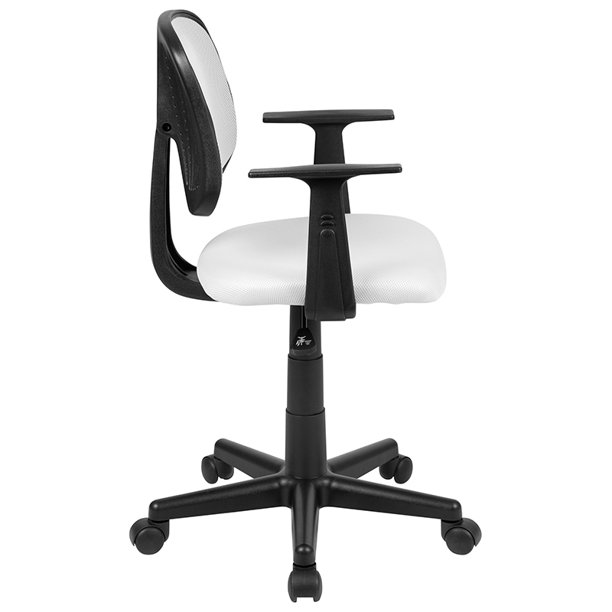 Back White Mesh Swivel Task Office Chair with Arms