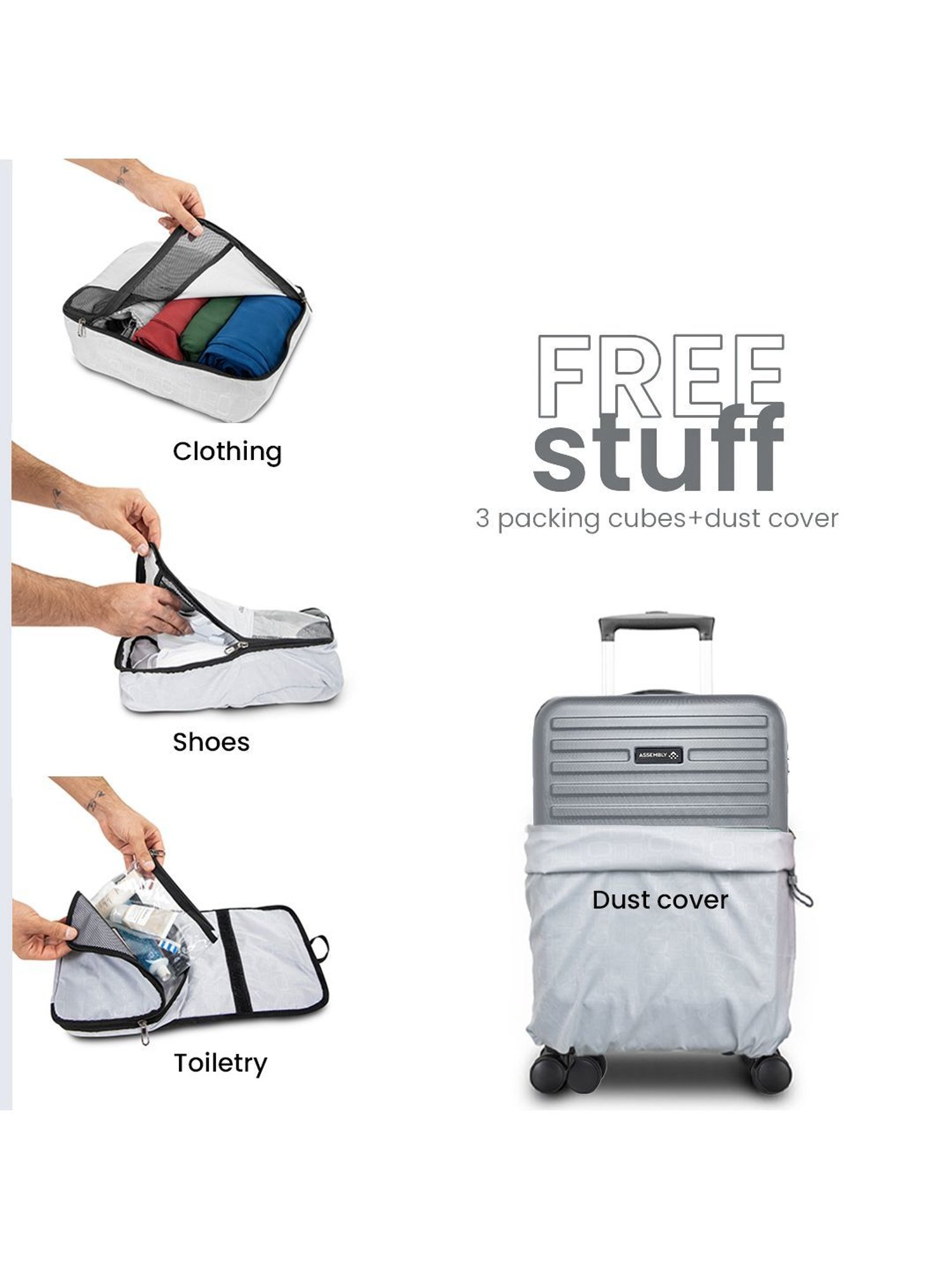 Assembly Grey Textured Trolley Set of 2 - 20 inch & 28 inch