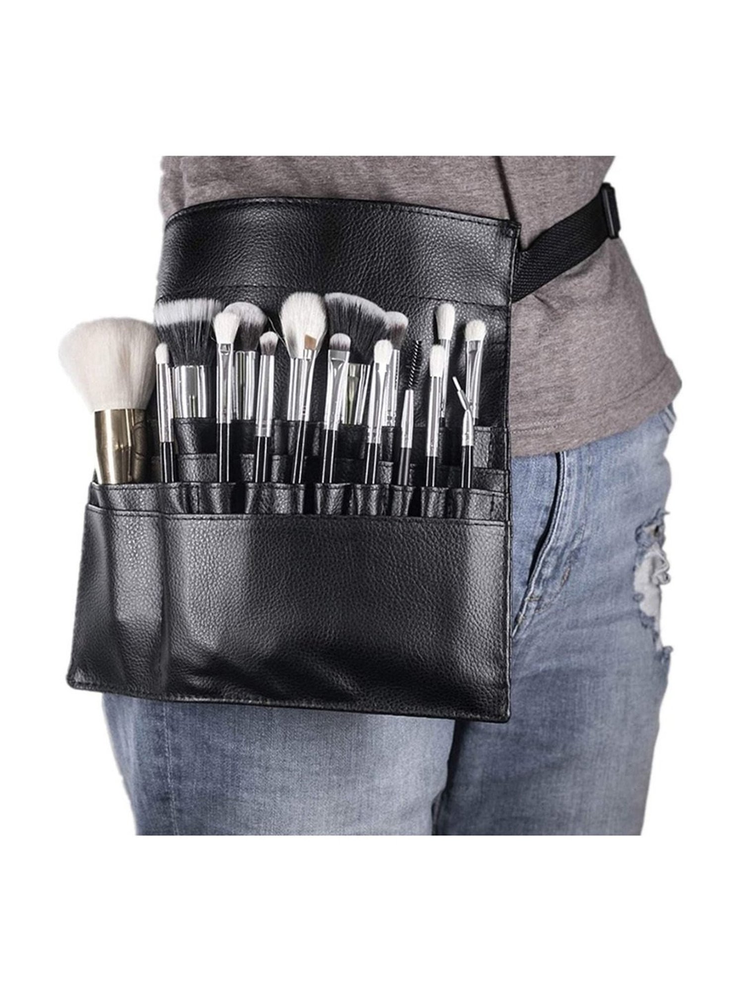 Bronson Professional Waist Belt Shoulder Strap Makeup Brush Pouch Organizer with 22 Pockets