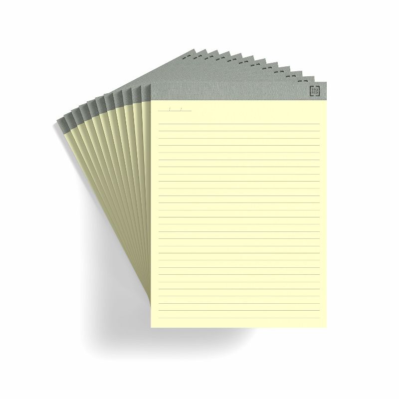 TRU RED Notepads, 8.5" x 11.75", Wide Ruled, Canary, 50 Sheets/Pad TR57381