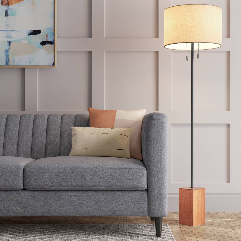 Floor Lamp with Wood Block Base (Includes LED Light Bulb) Brown - Project 62™
