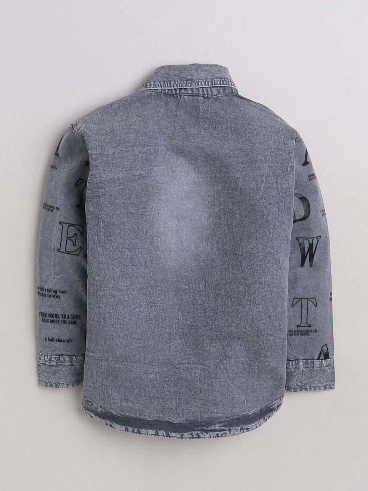 Fourfolds Boys Grey & Blue Printed Full Sleeves Clothing Set