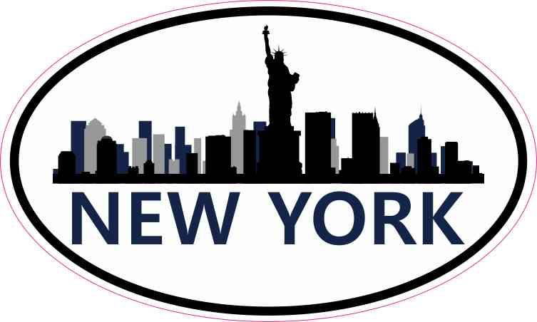 StickerTalk Oval New York Skyline Vinyl Sticker, 5 inches by 3 inches
