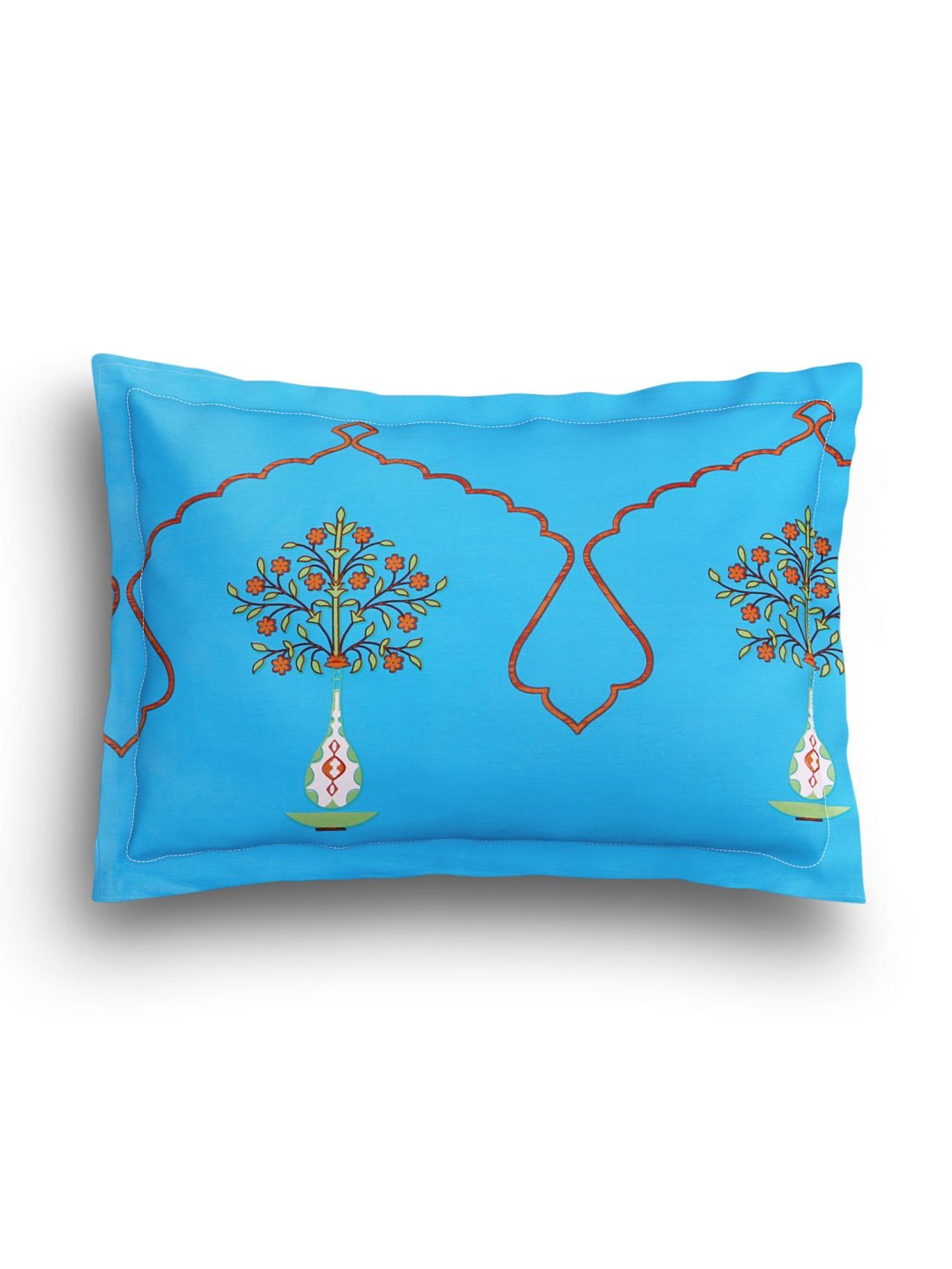 SEJ by Nisha Gupta Orange & White Bed Sheet Sets