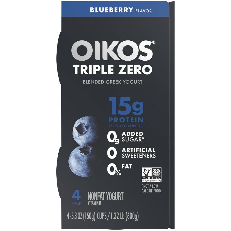 Oikos Triple Zero Blueberry Greek Style Yogurt - 21.2oz/4ct