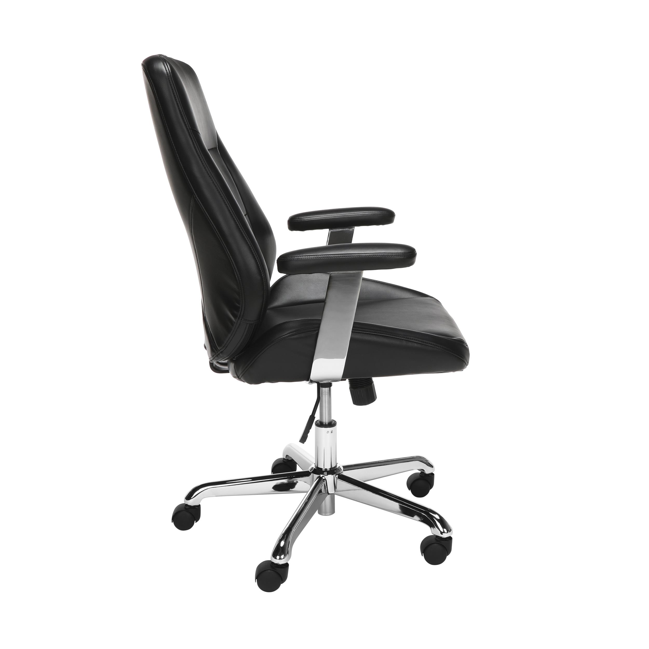 OFM Office Chair, Mid Back Leather Task Chair, in Black (730-L-BLK)