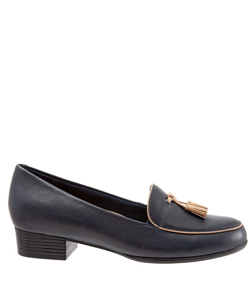 Trotters Mary Leather Tassel Block Heel Loafers