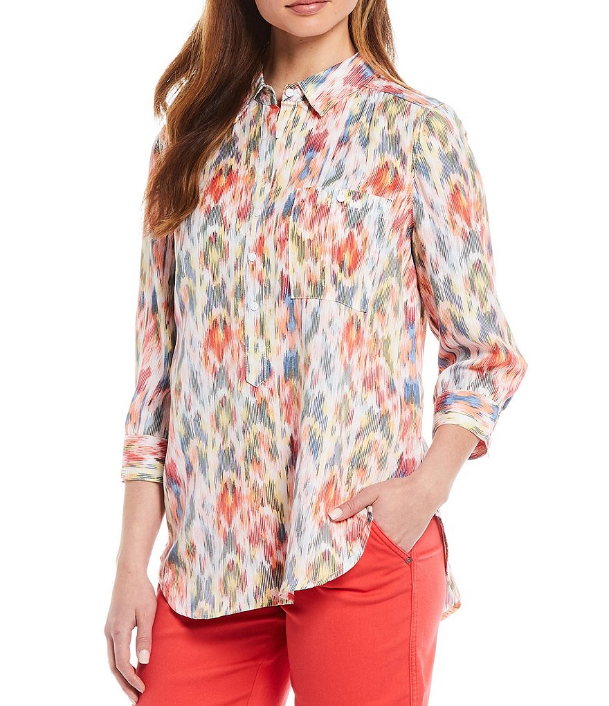 Calessa Floral Embroidered Round Neck Short Sleeve Tunic