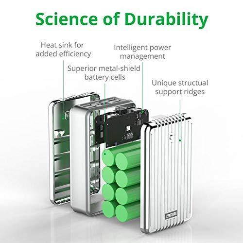 Zendure A8 26800 mAh Portable Charger &ndash; Ultra Durable Power Bank with QuickCharge 3.0, 4 USB Ports, Digital Display, Zen+ Technology for iPhone, iPad, Samsung Galaxy, LG, Pixel & More &ndash; Silver