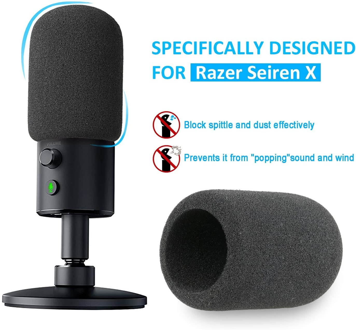 Razer Seiren X Boom Arm with Pop Filter - Mic Stand with Foam Cover Windscreen for Razer Seiren X Streaming Microphone