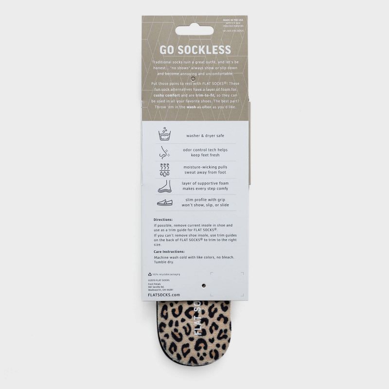 FLAT SOCKS Terry No Show Cushioned Socks - Leopard