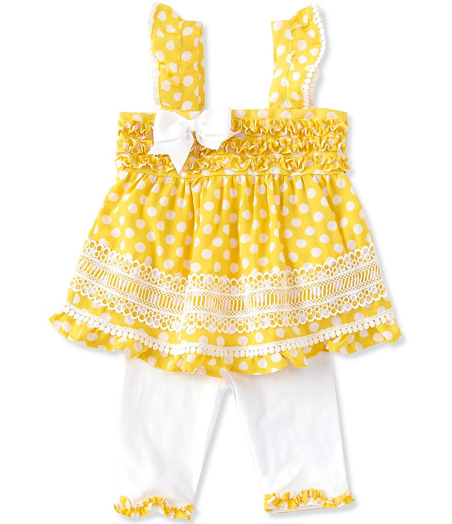 Peek Baby Girls 3-24 Months Long-Sleeve Embroidery Floral Print Babydoll Top & Pant Set