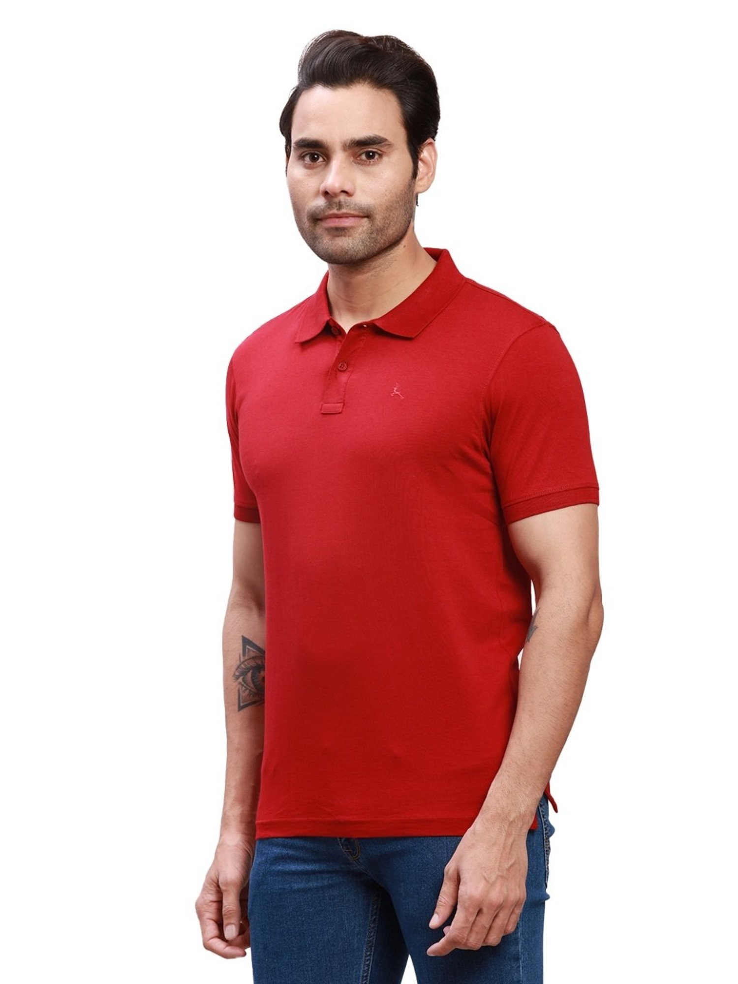 Parx Maroon Cotton Regular Fit Polo T-Shirt