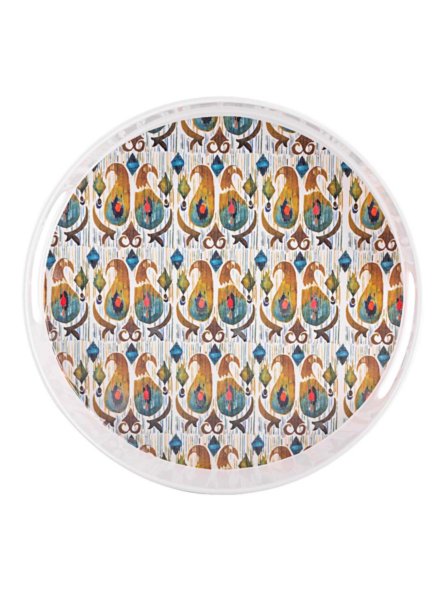 Goodhomes White Melamine Round Serving Tray - Set of 1
