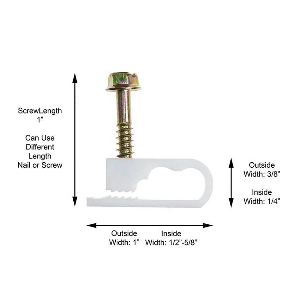RG6 Flex Dual Coaxial Cable Clips (White, Pack of 100)